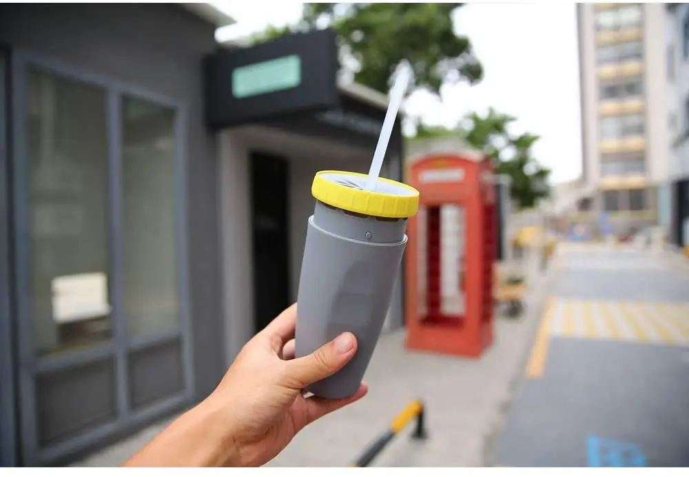 PROKTH Twizz Travel Mug with Unique Twist Leak-Proof Design Lidless Silicone Membrane Twist Sippy Cup,12 Ounce Double Walled Ins