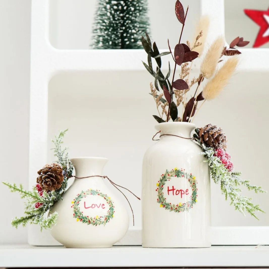 Ceramic Vase for Flowers Luxury New Arrival Table White Ceramic and Porcelain Vases for Christmas Party