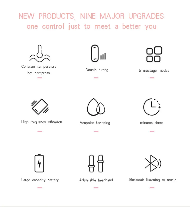 Smart Electric Eye Massager Facial Massager with Compression and Heat  for Headache