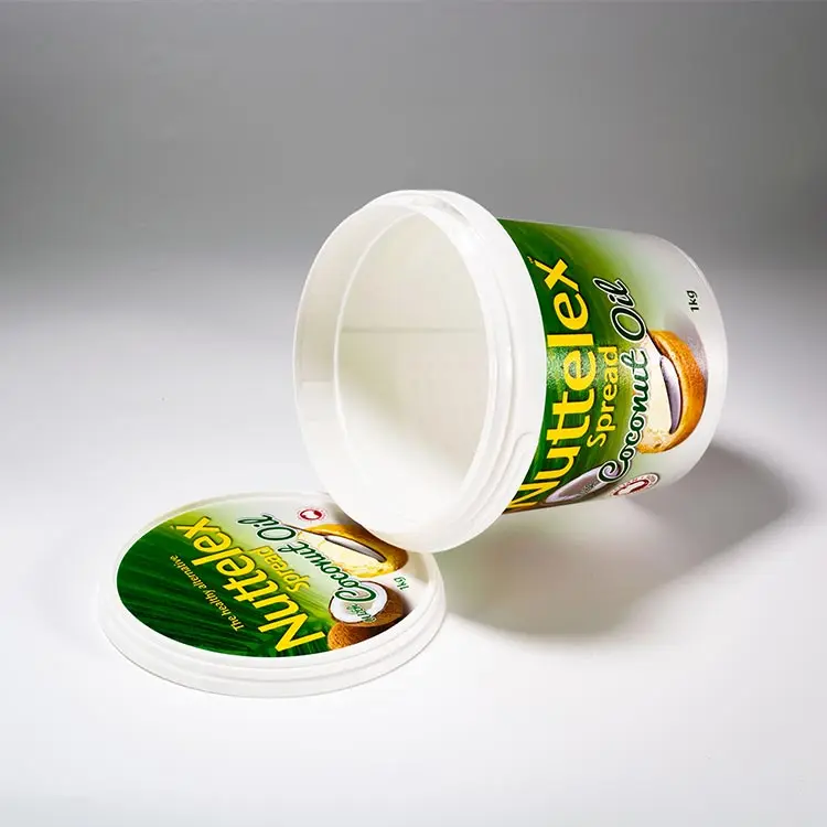 Eco friendly Cheap wholesale OEM 1000ml  iml plastic yogurt container 1L nuttelex iml plastic tub sealable yogurt bucket
