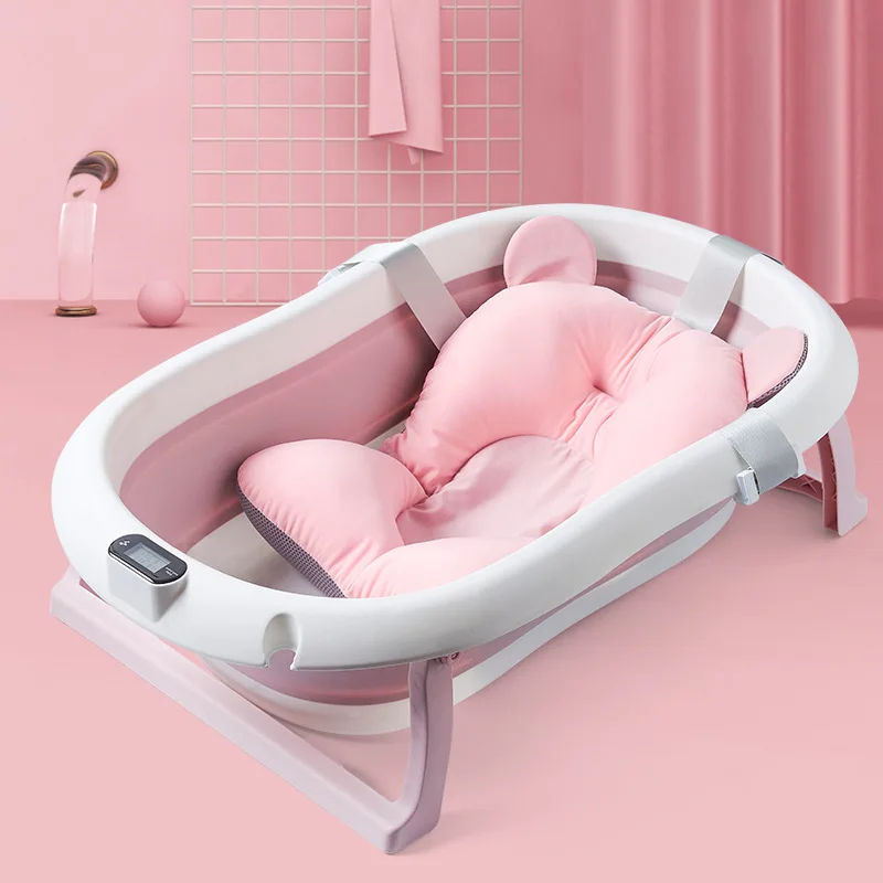 
Portable big size plastic toddler foldable bath tubs folding baby bathtub with thermometer 