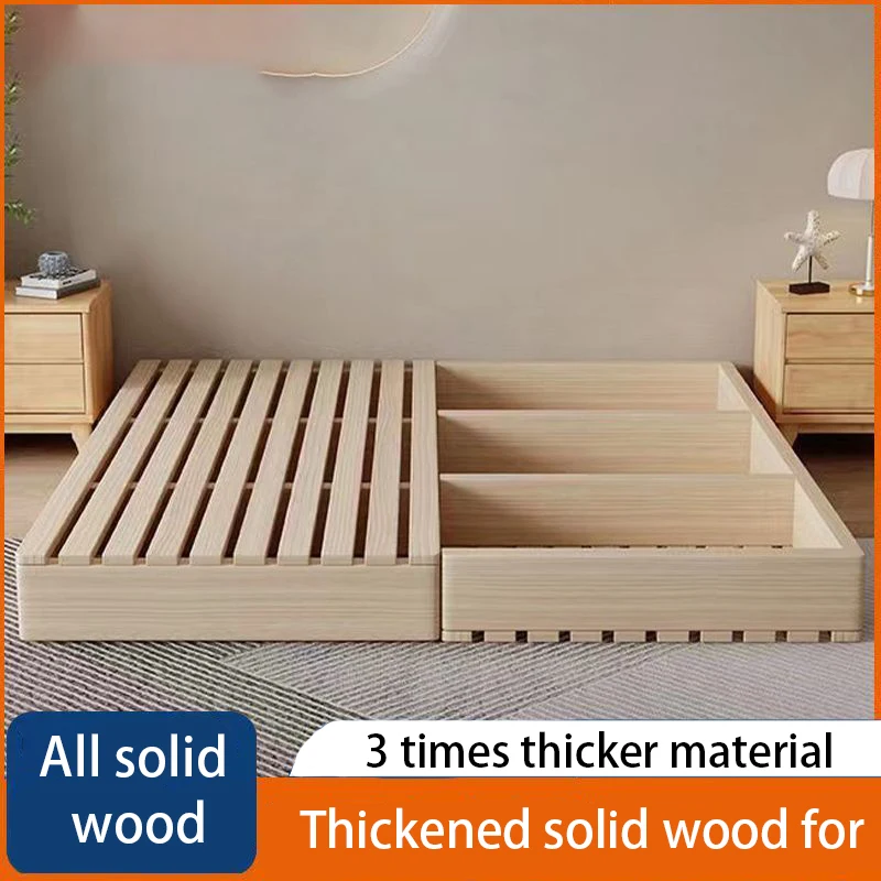 Nordic Modern Minimalist style solid wood bed without bed head tatami Floor Sleeping Bed frame