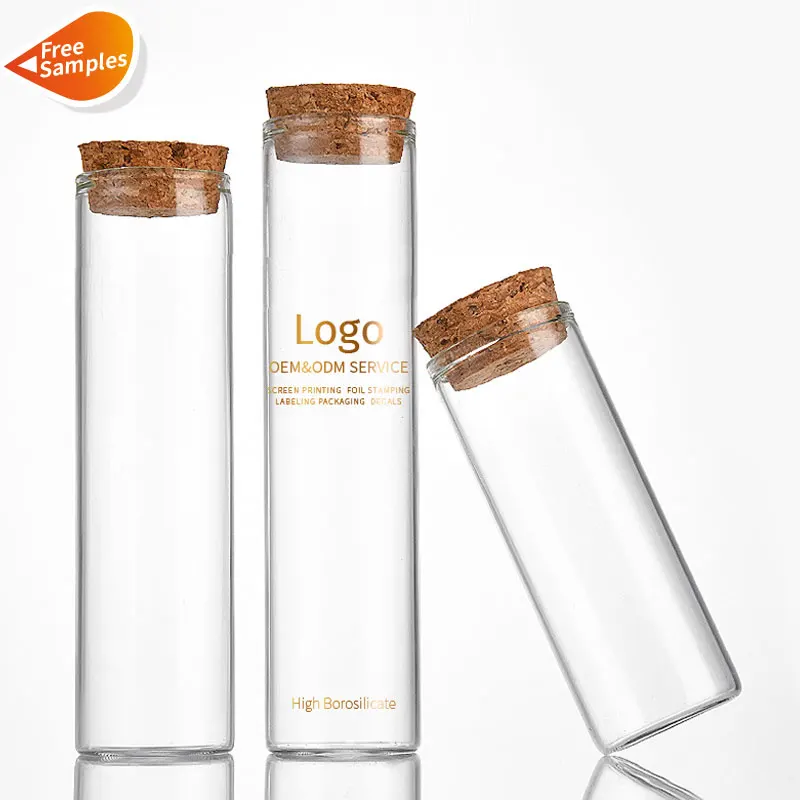 In Stock 30mm Diameter 15ml 25ml 50ml High Borosilicate Luxury Laboratory Use Glass Tube Test Tube Glass Vials with Cork