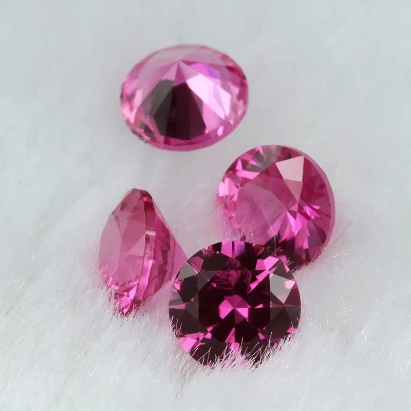 China Machine Cut Loose Gemstone AAAAA Quality Polished Ruby Stone #3Rose Red Round Excellent Cut Ruby Stone