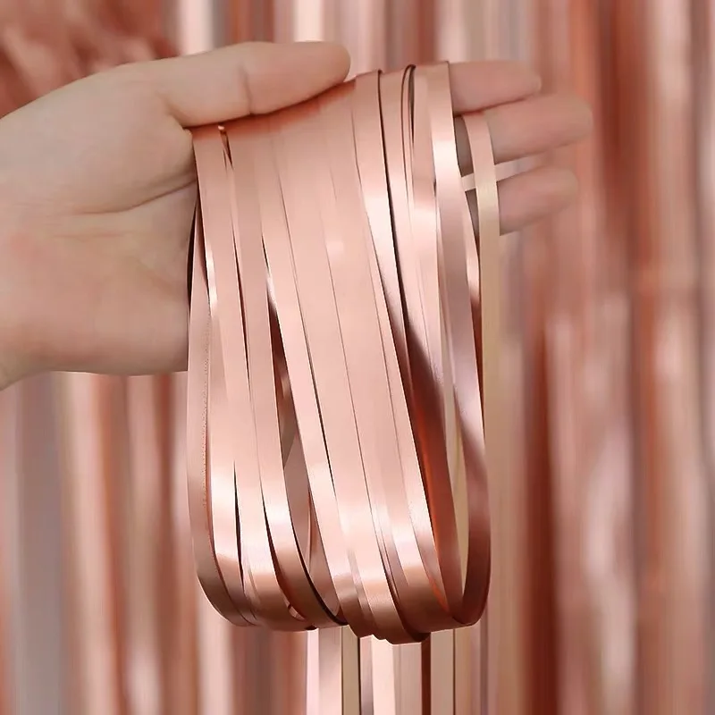 Gold Tinsel String Foil Fringe Curtain Shiny Shimmer Party Wedding Birthday Door Decoration Custom Metallic Foil Curtain