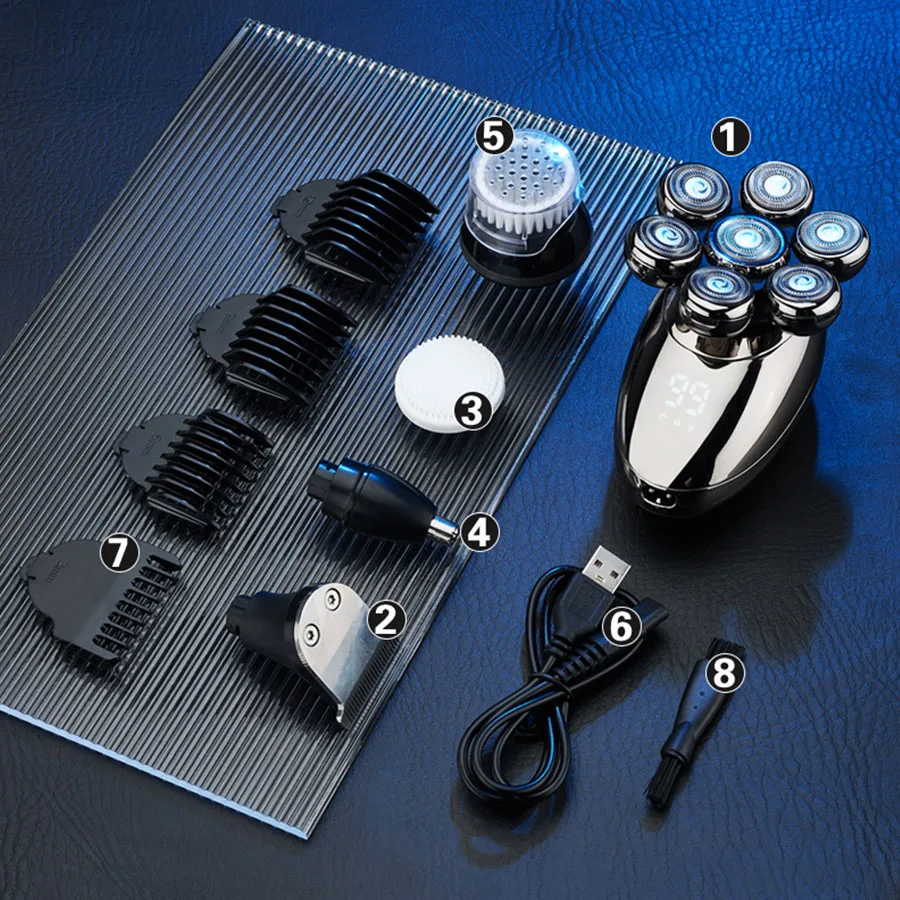 new year best gifts waterproof 7 cutting shave head usb rechargeable cordless electric shavers shaving