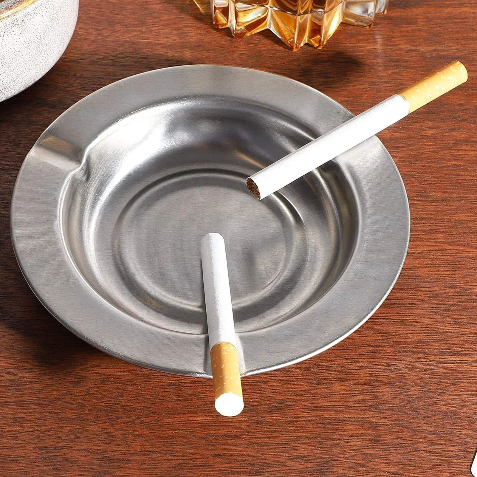 Blank Ashtray with Custom Logo Round Stainless Steel Cigarette Ashtrays Metal Tray for Ash With Your Design