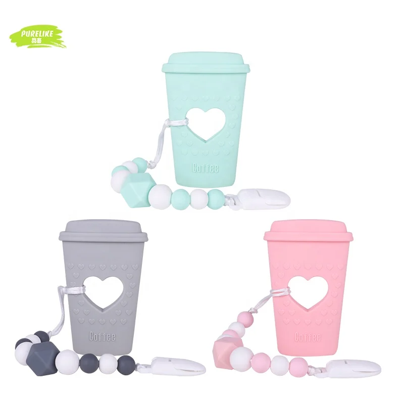 BPA Free Silicone Highly Effective Pain Relief Teethers Bubble Tea Teether with Pacifier Clip