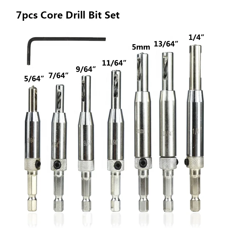 7pcs HSS регулируемый центровочное сверло Drillpro двери Самоцентрирующийся петля резьбонарезной станок бит пустотелого сверла диаманта комплект перфоратора Деревообрабатывающие инструменты