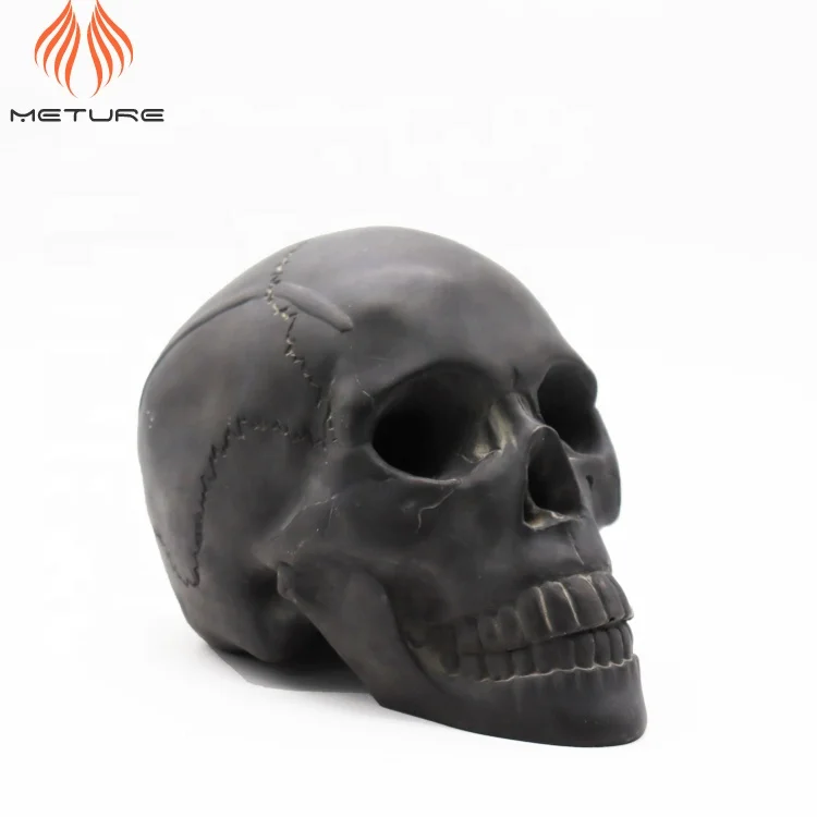 Fire proof black cement skull for sacrifice offerings or decorative custom concrete skull crafts