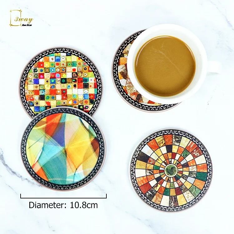 Tea Coffee Beer Magnetic Cork Cup Mats Pads and Placemat Coaster Ceramic OEM Custom Round Cute Home Decoration Everyday Support