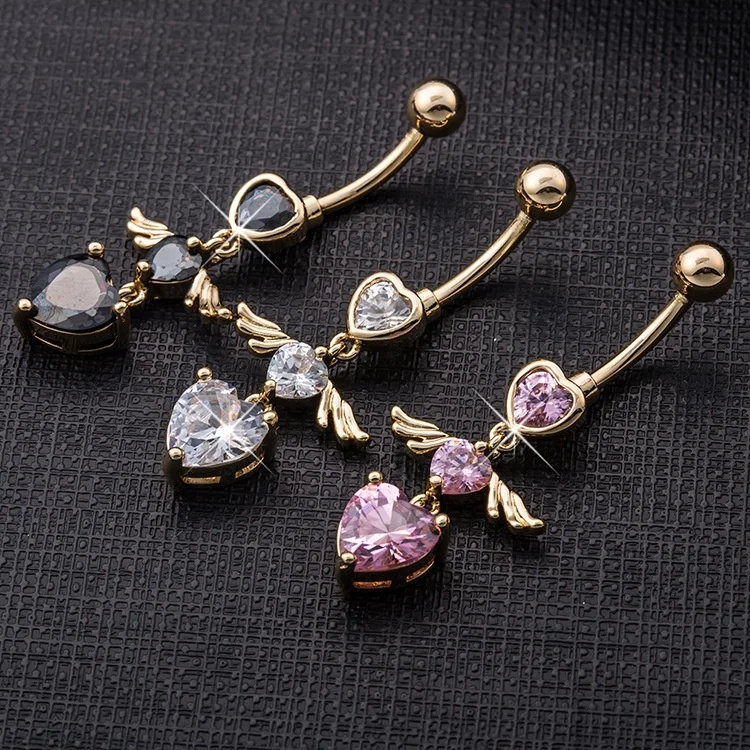 
Custom made women little angel wing navel nail/navel button/body piercing jewelry brass 
