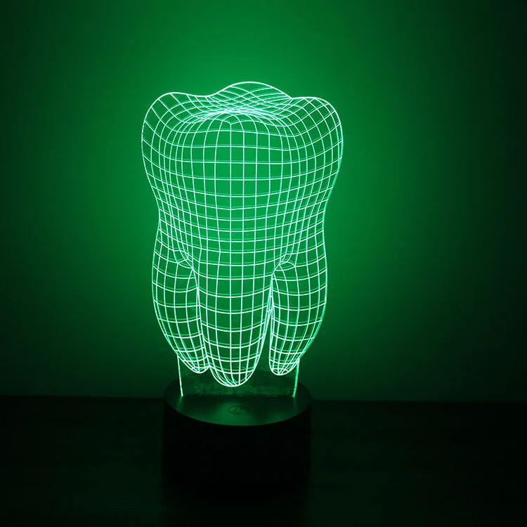 Colorful night light 3D LED dental tooth shape table lamp