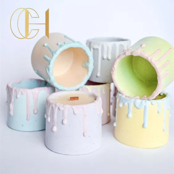 C&H Wholesale Vessels Custom Unique Cement Holder Original Design Candle Ceramic Jars