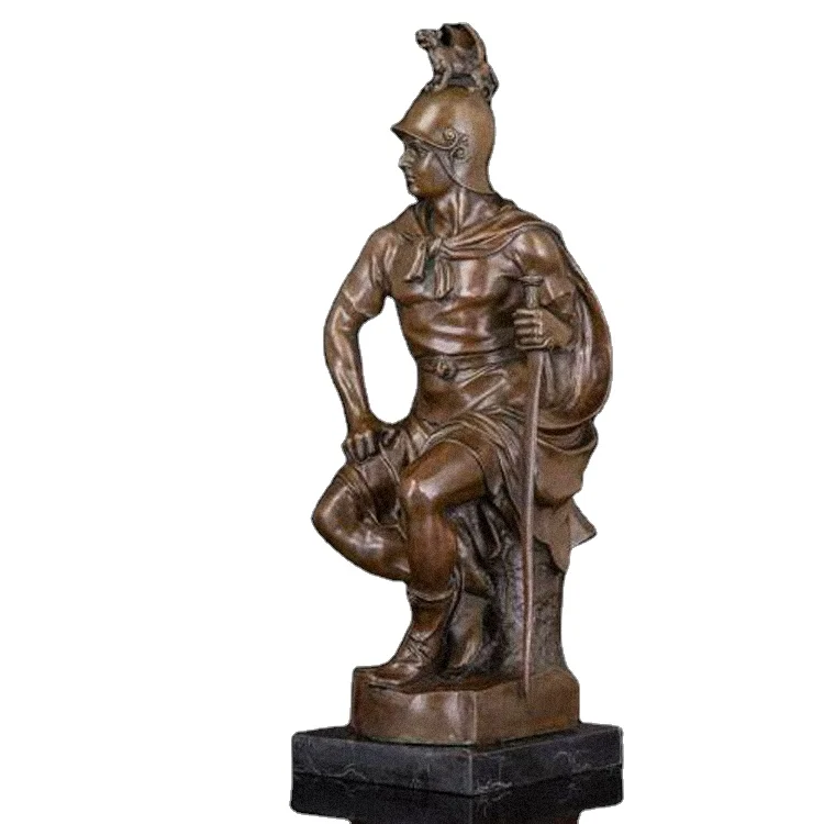 DS-426 Large Bronze Medieval Imperial Warrior knight Statue Antique Soldier Sculpture and Figurine for Decoration Business Gift