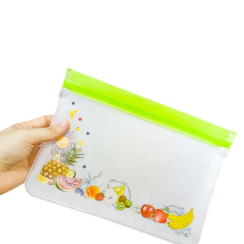 Reusable Silicone Food Storage Bag EVA Plastic Zipper Bag Fruits Keeping-Fresh Zip Lock Bag