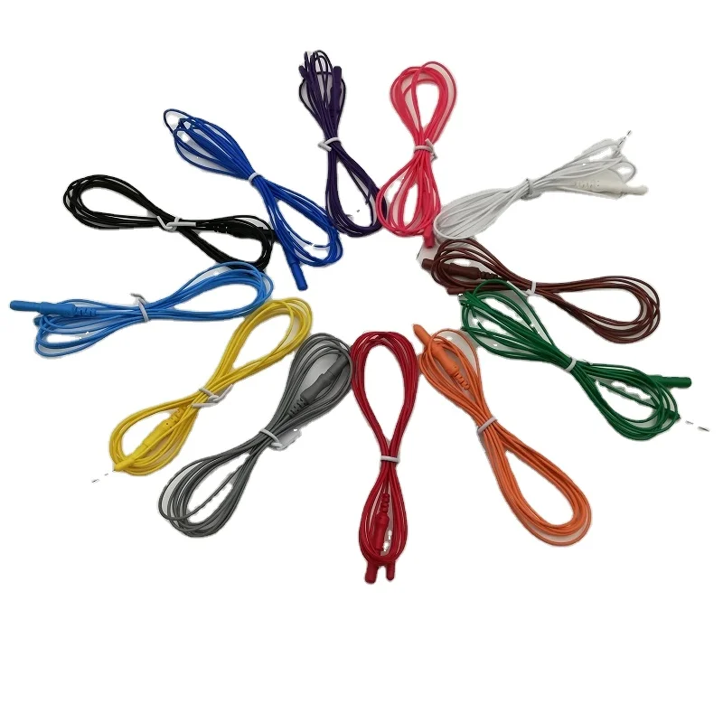 Single colorful emg lead wire medical disposable EMG subdermal needle electrode cable sterile EMG needle lead
