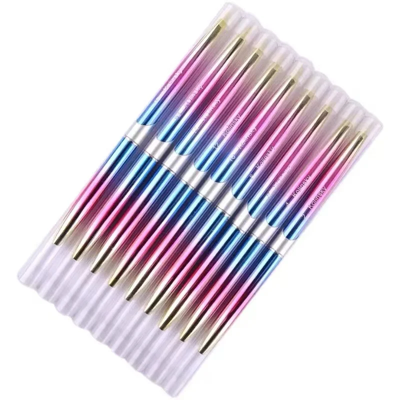 Pure 70% Konlinsky Nail Brush Colorful Coated Wood Handle Glue Mixing Acrylic Gel Pen Brush Nail Art Manicure Round Pen Brush