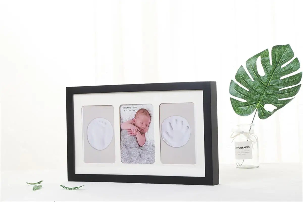 High Quality Wholesale Custom Soft Clay Handprint Footprint Kit home decoration baby photo Shadow box Frame