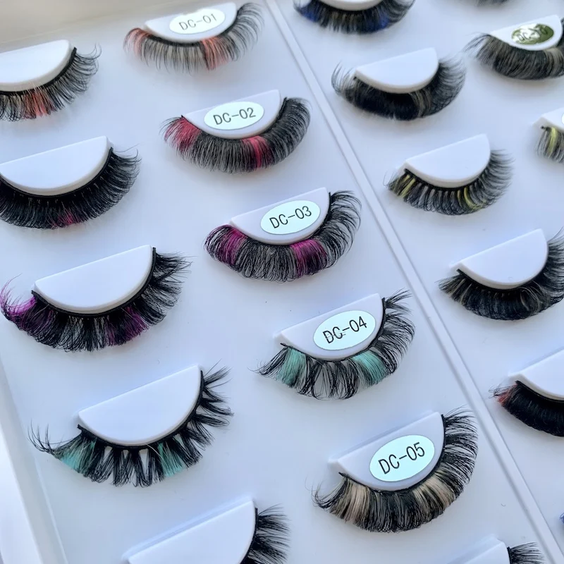 New Style Color Strip Lashes And Unique Custom Packaging Box Products China False Eyelashes Colorful
