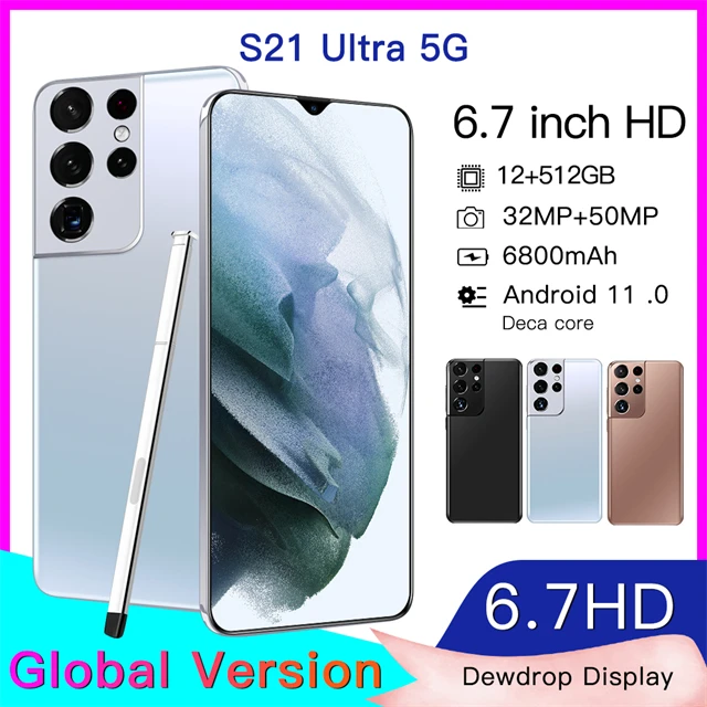 Глобальная версия оригинальный S21 Ultra 16GB + 512GB Android смартфон с поддержкой стилуса 4G 5G Сеть супер выносливость мобильного
