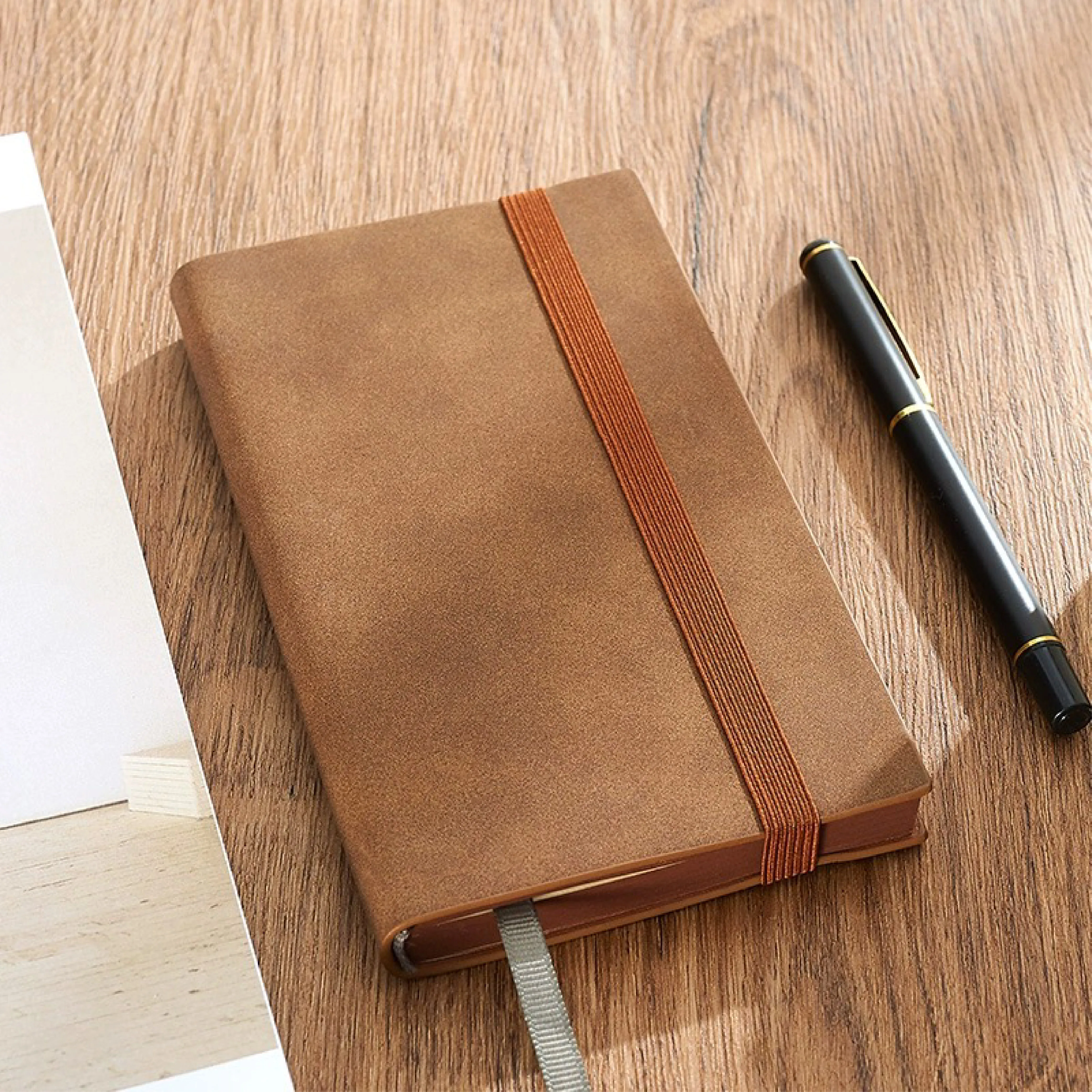 Personalized A6 softcover Notebook with elastic band Customized logo school planner paper edge print diary small thick journal