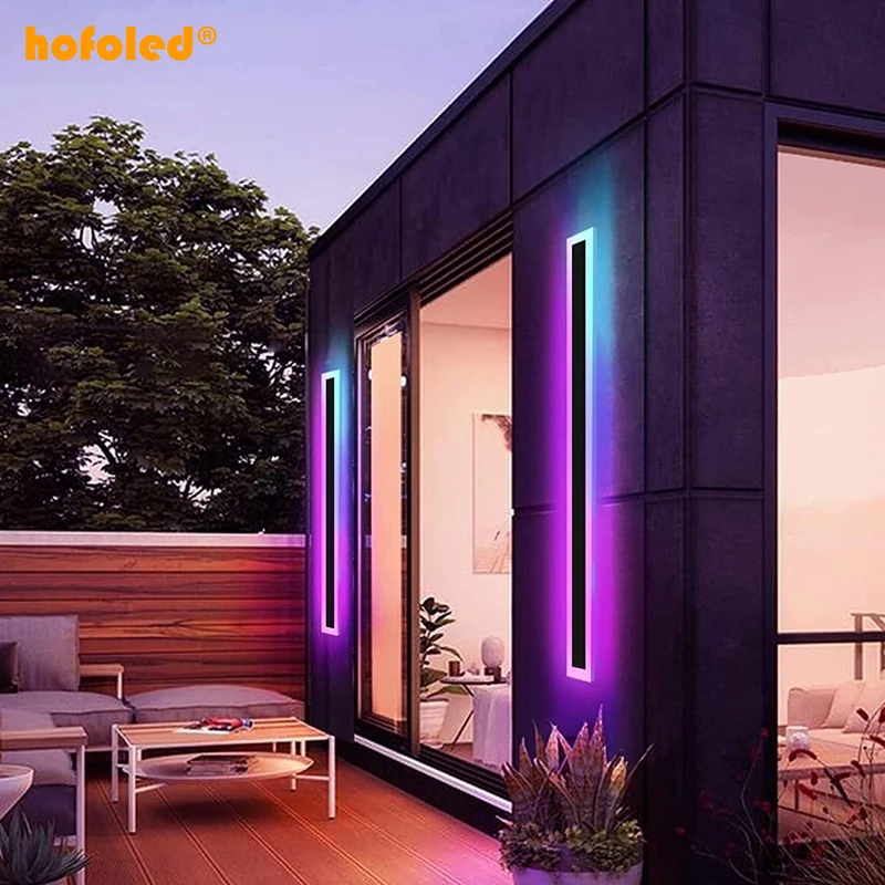 RGB Ip65 Outdoor Waterproof Long Linear Led Wall Light Smart Wall Sconce Lights For Home Bar Atmosphere Wall Lamps