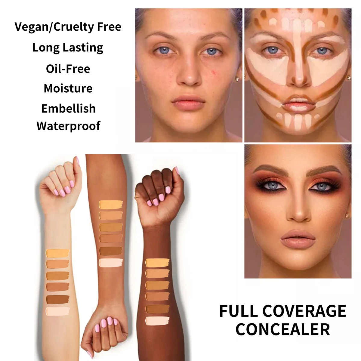 Makefay 8 Colors Liquid Concealer Makeup Cosmetics Waterproof Oil Control Private Label Concealer