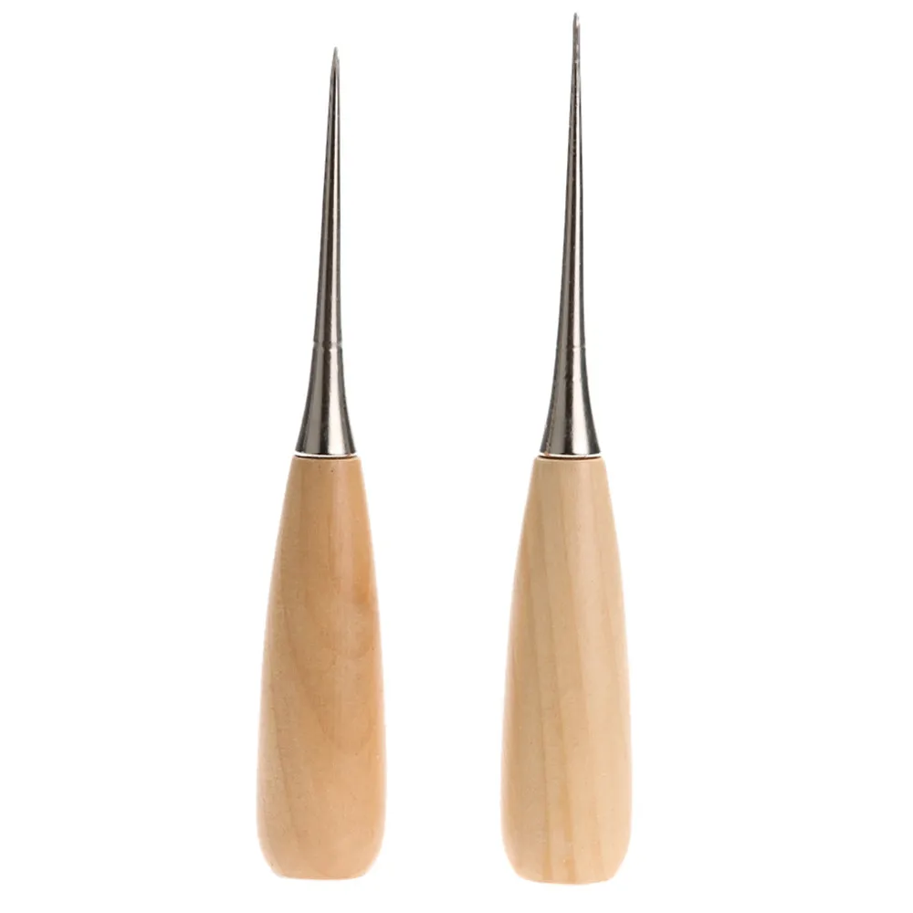 
High Quality Handmade Leather Awl Round Hole Solid Wood Handle Awl Leather Tool Punch Tool 
