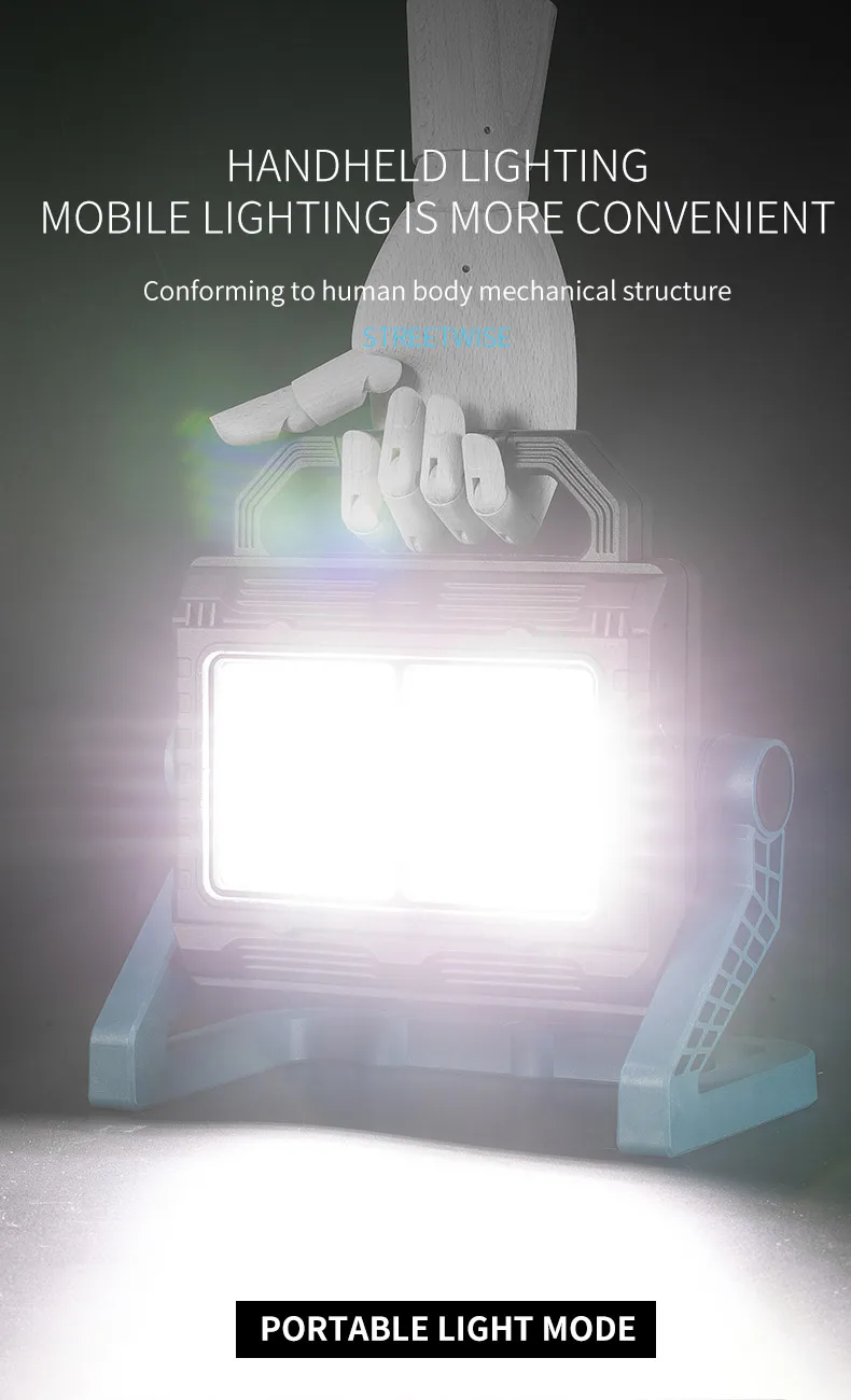 Multi-function Led Work Light Split Battery Pack Rechargeable Work Light with Tripod Black DC COB LED Work Light 1800lm Green