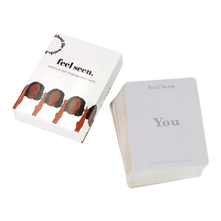 Factory Price Custom Design Alphabet Sight Word American Sign Language Flash Cards Learning Front And Back for kids