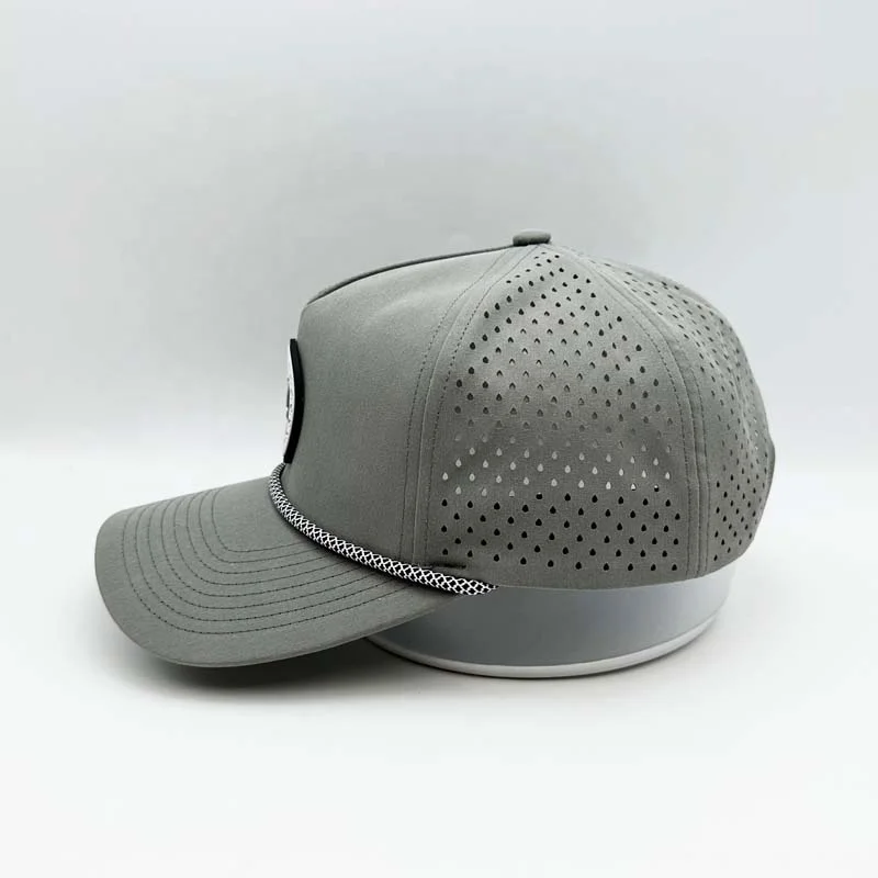 5 панелей резиновый ПВХ патч логотип Gorras водонепроницаемые бейсбольные кепки на заказ лазерное вырезание отверстия перфорированные спортивные Гольф веревочная шляпа