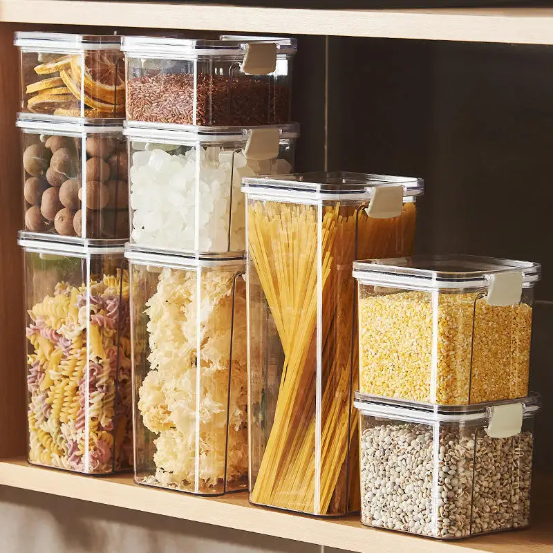 Clear Airtight Plastic Food Storage Container Transparent Kitchen Fridge Food Jar Pot Cans Box Storage Boxes & Bins