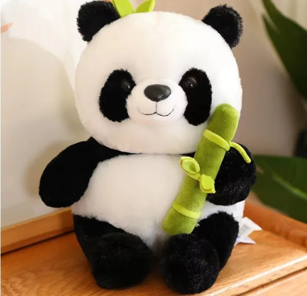Bamboo tube panda plush toy cute holding pillow hugging bamboo doll panda doll birthday gift