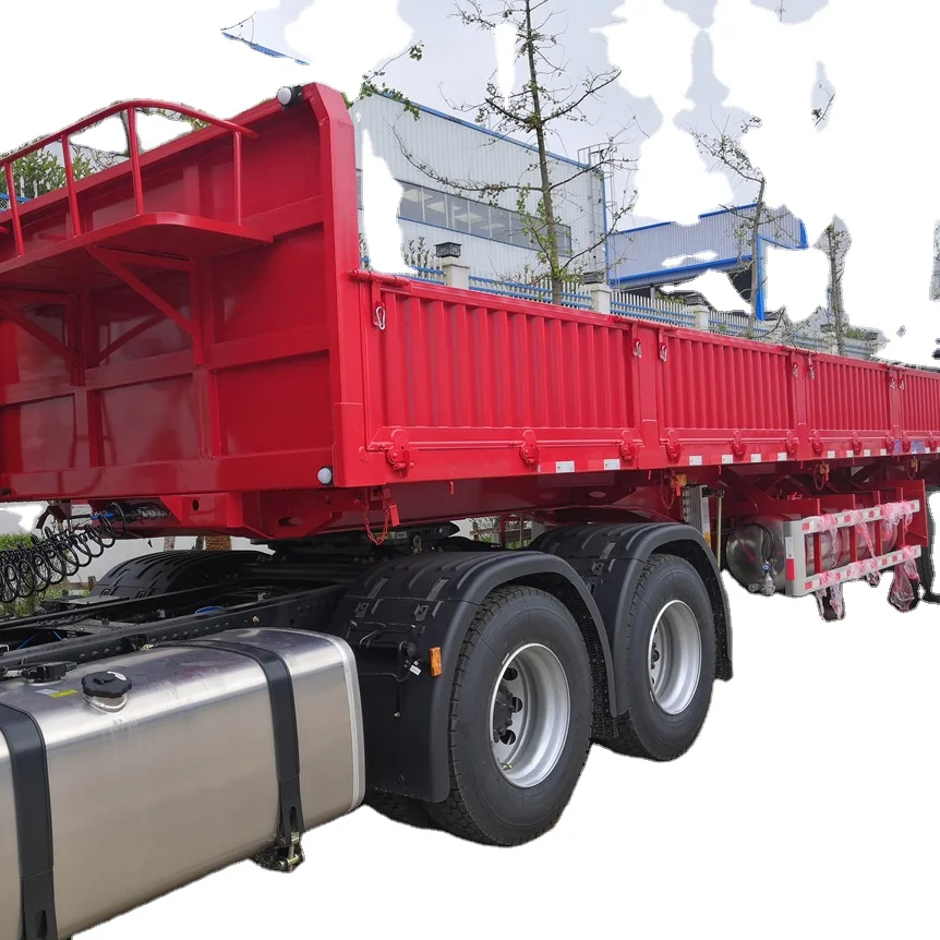 OYJD 40ft sidewall trailer 3 axles with lifting axle first front use stone loading tipper semi trailer on hill road  for sale