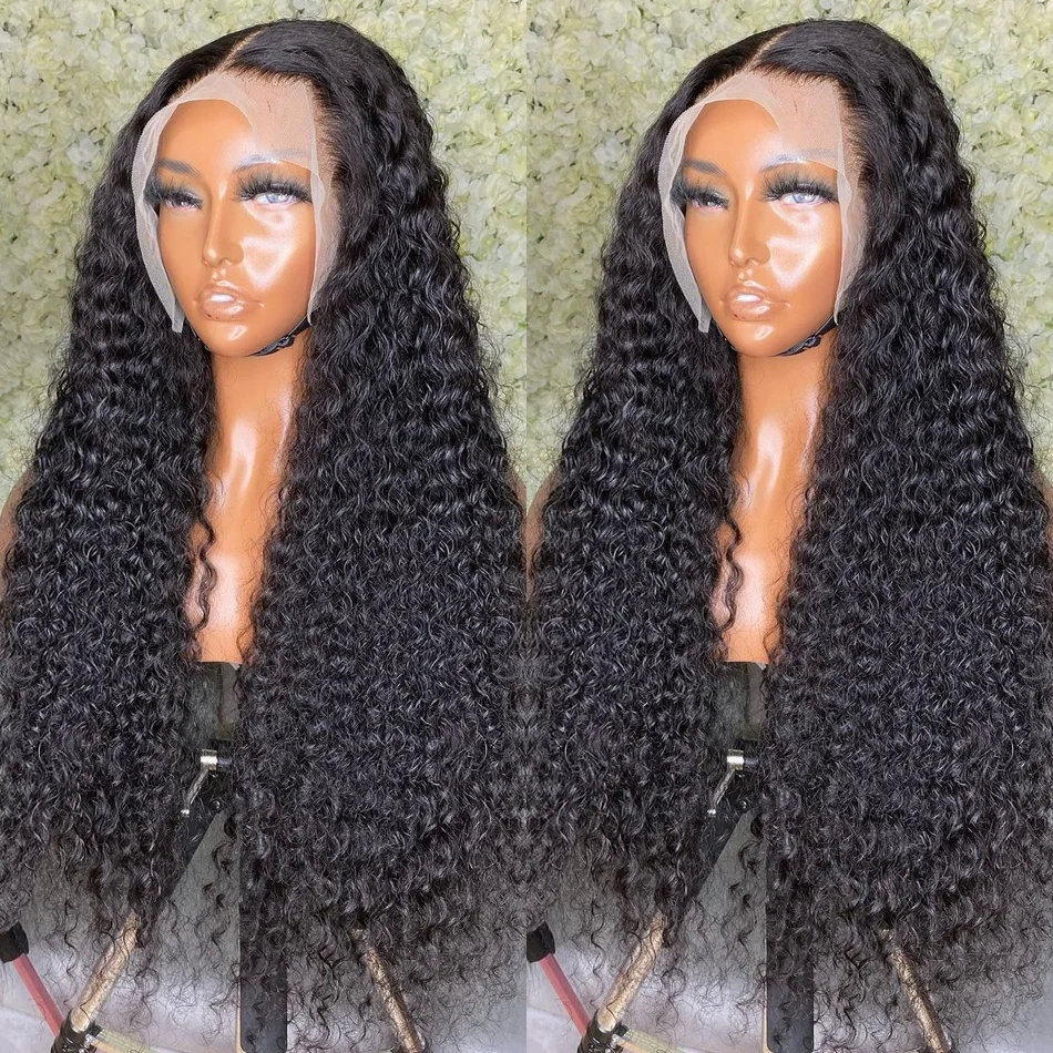 Raw Human Hair Deep Curly Wigs For Black Women,100% Brazilian Wigs With Closure,Deep Curly Wave Lace Front Wigs With Baby Hair