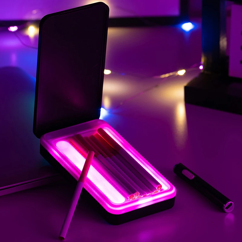Светодиодный пластиковый портсигар с логотипом на заказ электрической USB-зажигалкой