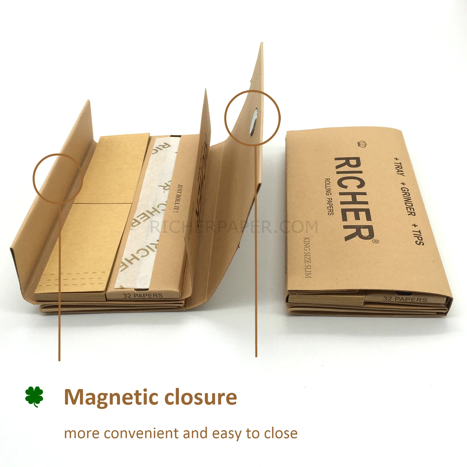 
Custom your own logo new arrivals 3 in 1 tray + grinder + filter tips natural hemp rolling paper 