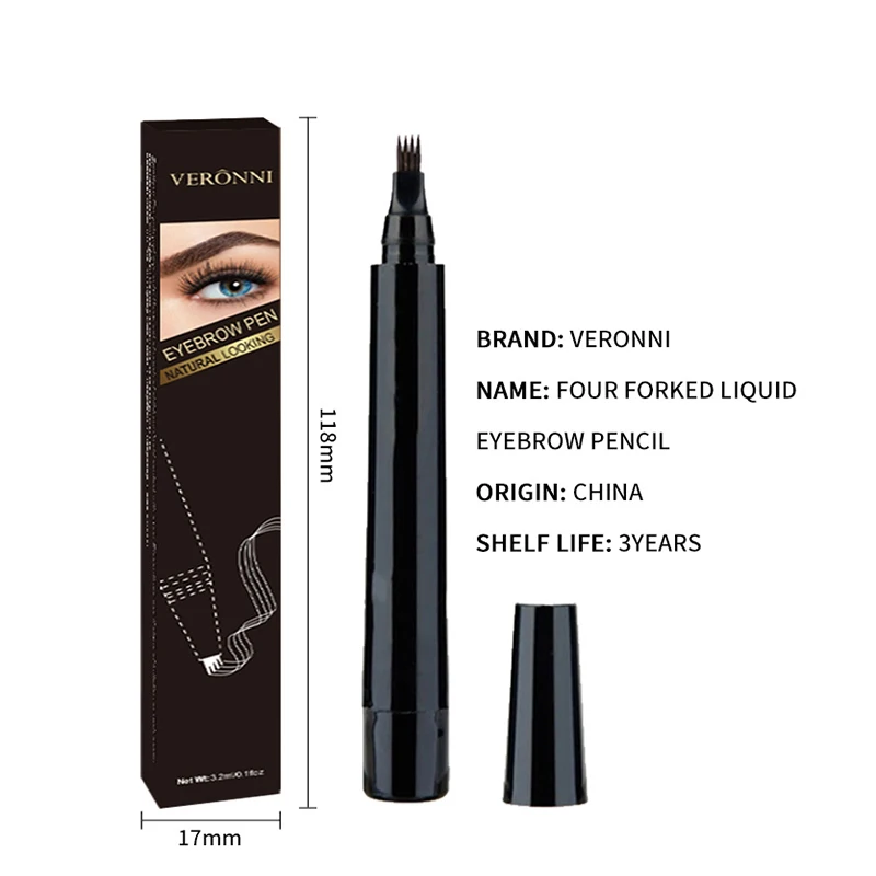 Natural Eyebrow Shape 3D Microblading Eyebrow Pencil Waterproof Fork Tip Eyebrow Tattoo Pencil Long Lasting Liquid Eye Brow Pen