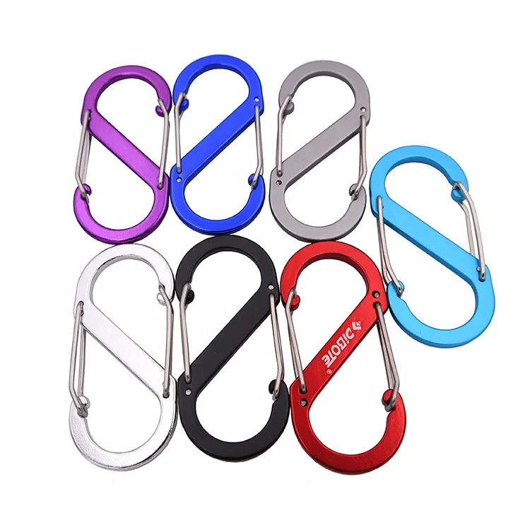 China hardware factory retail or wholesale  8.8 cm aluminum S biner clip wire gate s carabiner hook water bottle hook