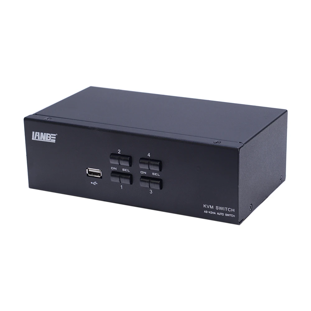 Fully Compliant 4K @30Hz Resolution 4 Ports HDMI Desktop KVM Switch With 4 pcs Cable dual monitor support