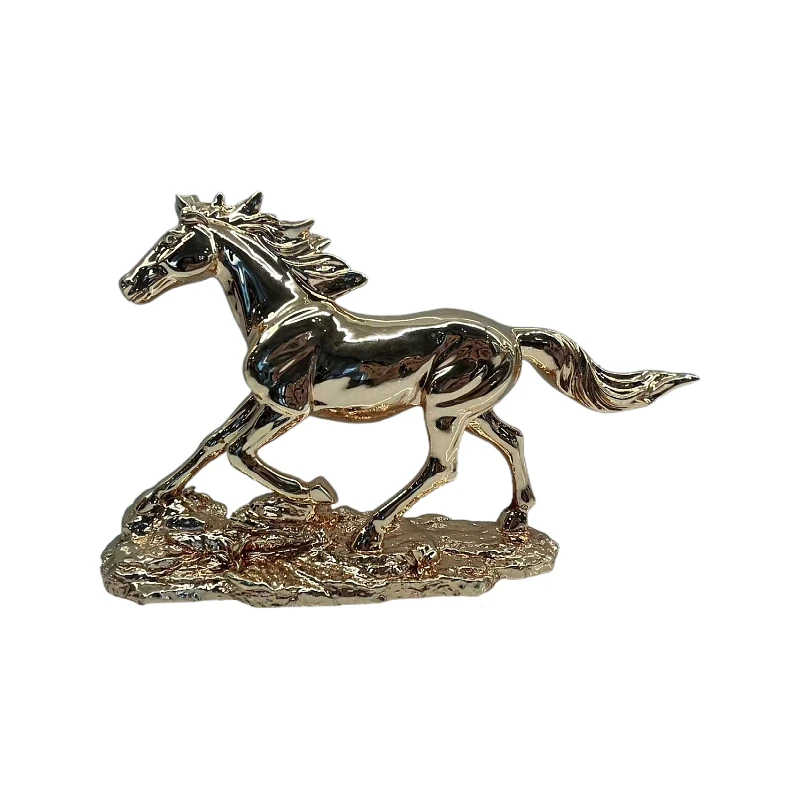 luxury  Living Room  Desk Animal Ceramic Figurine home Accessories Crafts small gold horse decor