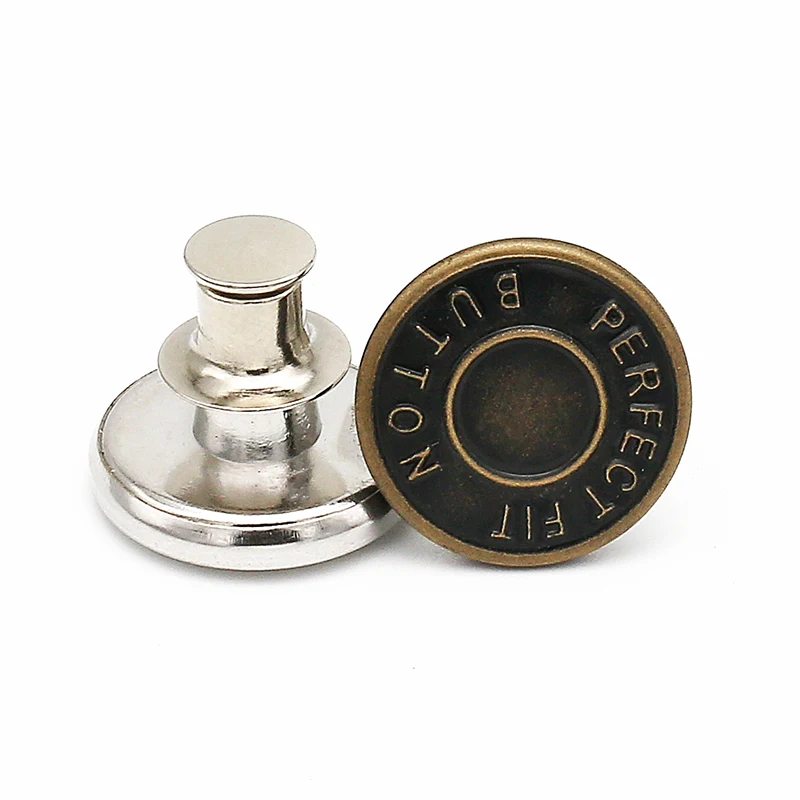 Button Women Denim Rivet Zinc Iron Custom 17mm Elastic Jean Metal Buttons For Jeans