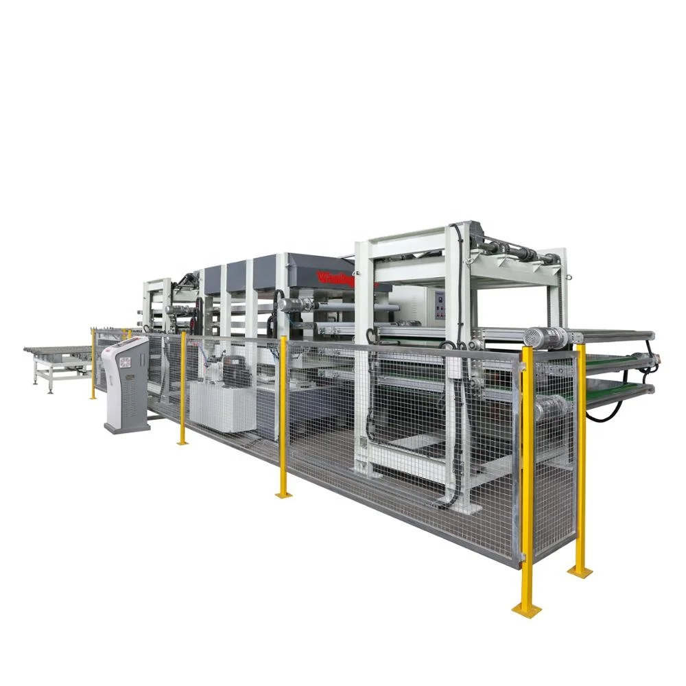 
multi-layer through feeding hot press machine for door production line 