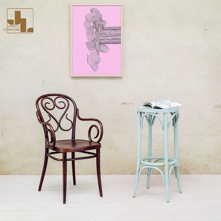Modern Simple Commercial Bar Restaurant Height Wood Furniture Chair Beech Wood Rattan Backless Bar Stools