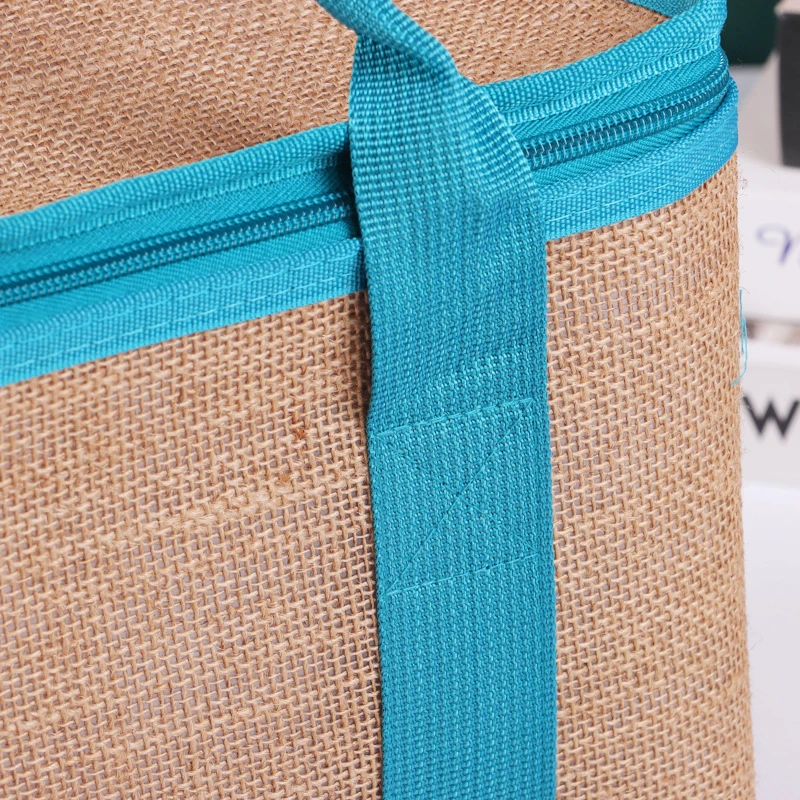 Large capacity thickened jute  lunch bag new material insulated and outdoor aluminum foil for food packaging with custom logo