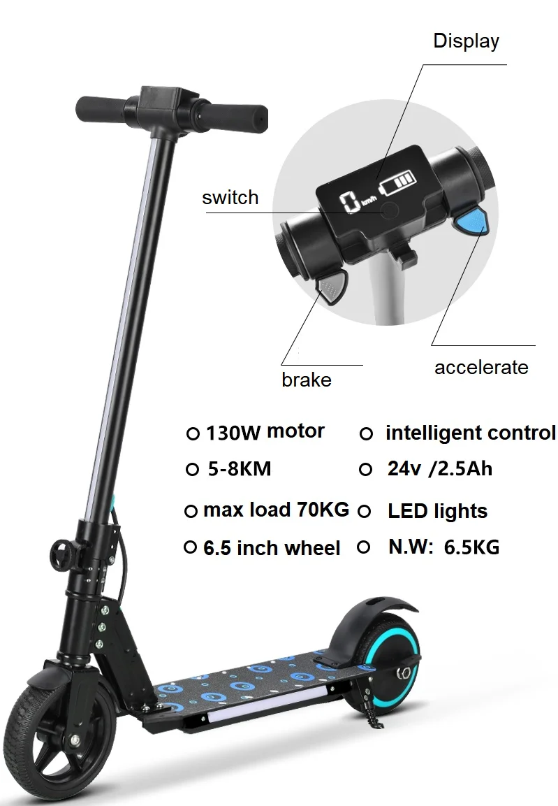 New 130w Electric scooter Children Electronic Smart Scooter Two Wheel Cute toy electric Foldable for Kid Scooters Electrico