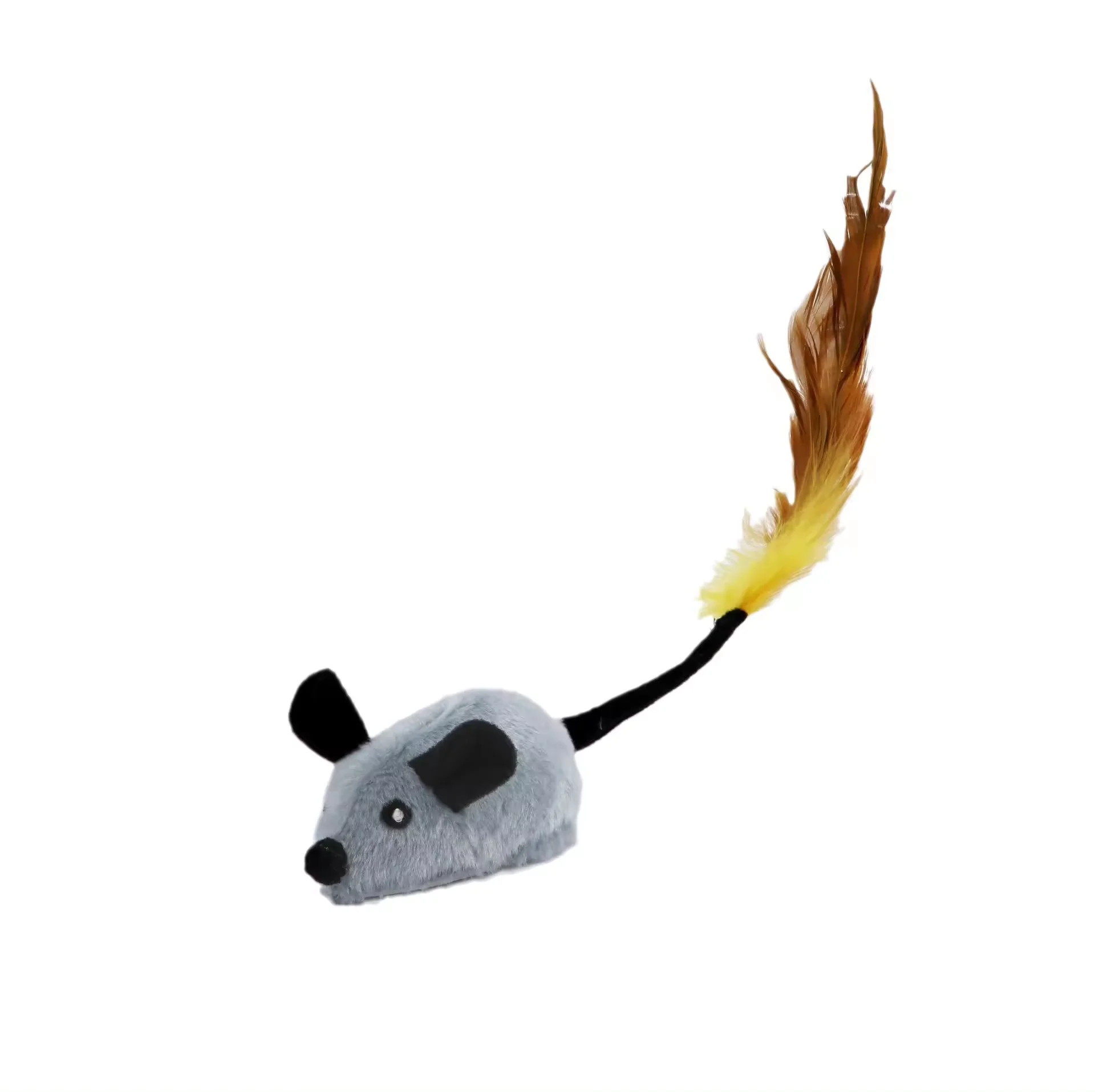 Automatic Electric Running Realistic Interactive Mouse Toy with Feather Tail & Furry Body Pet Movement Cat Toy