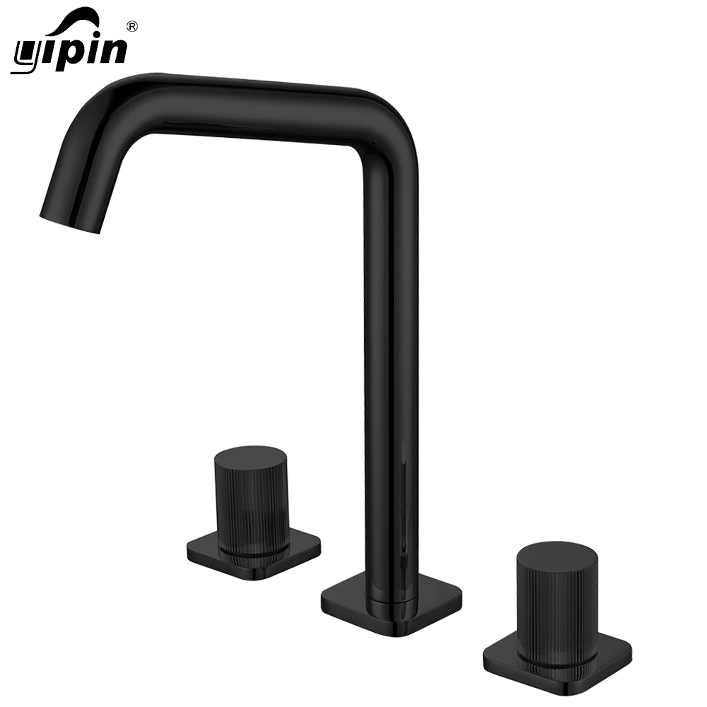 Kaiping  double round 2 knobs bathroom tap deck mounted  brass 3 hole basin sink mixer faucet taps
