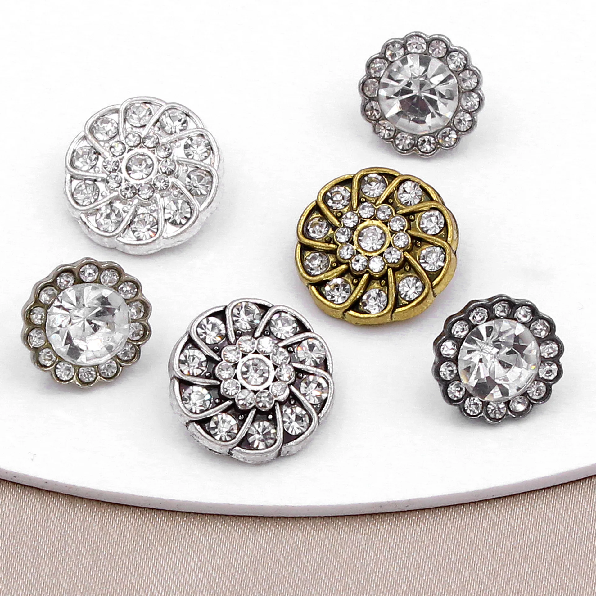 rhinestone sewing button Diamond Flower Fashion Small Muslim Jewelry Brooch Hijab Scarf Pins